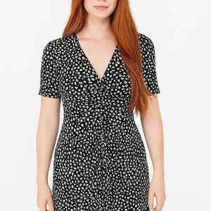 Missguided Black White Puff Sleeve Sheath Dress
